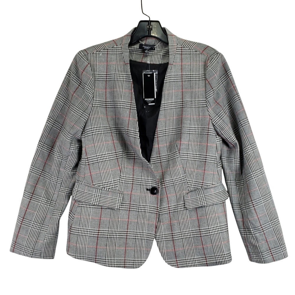 Premise Studio PS890162P Blazer Womens 8P Black Red Glen Plaid Petite NWT Career